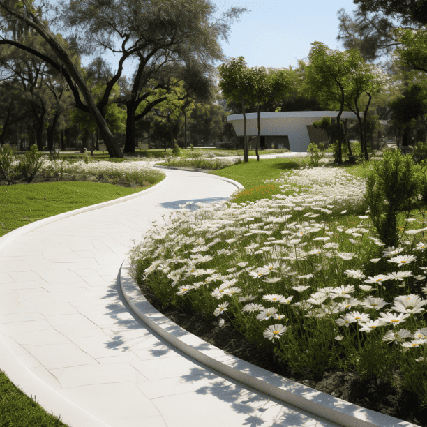 Allee de jardin en beton cire blanc