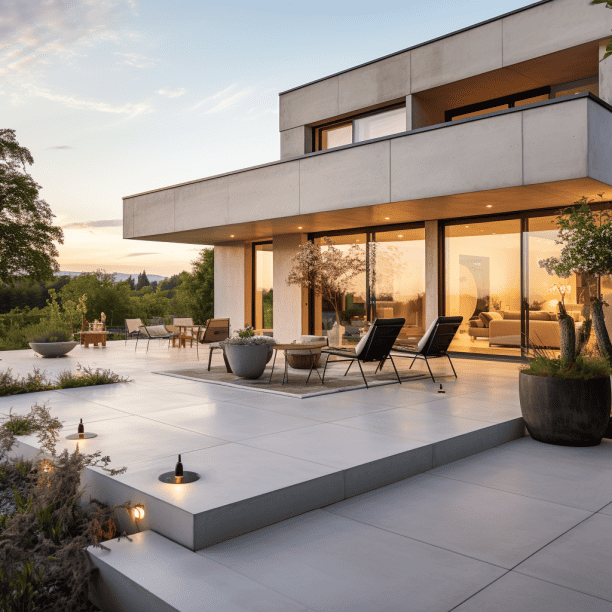 Terrasse en béton ciré beige