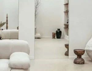 béton ciré pour salon blanc