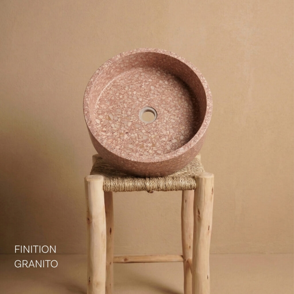 Vasque en béton ronde finition granito