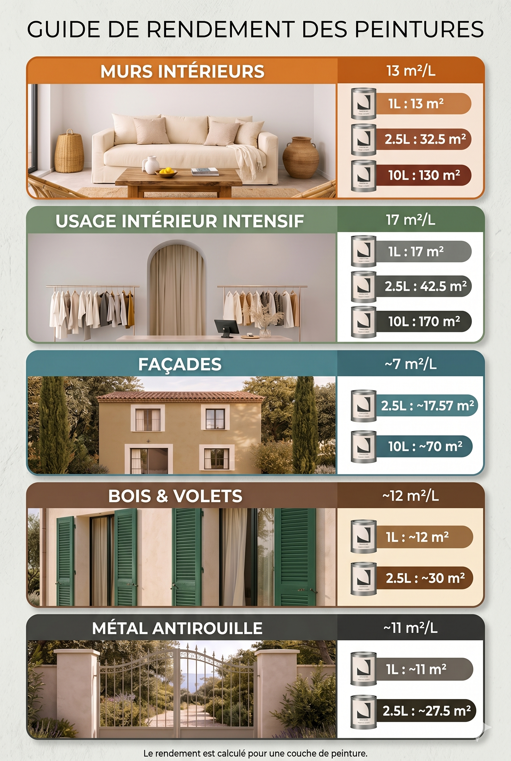 Guide de rendement des peintures